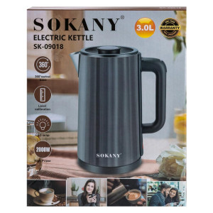 Електрочайник SOKANY SK-09018 дисковий 3 л, шоколад. Photo 2