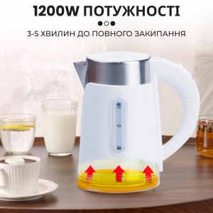 Електрочайник Sokany SK-0808W дисковий 1 л, білий. Photo 2