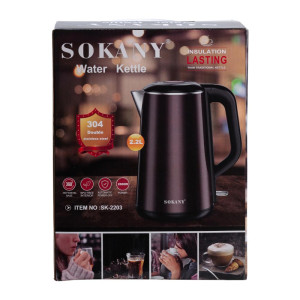 Електрочайник Sokany SK-2203 дисковий  2.2 л, коричневий металік. Photo 2
