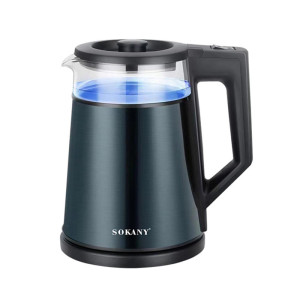 Електрочайник Sokany SK-SH-1076 дисковий 1,7 л, зелений металік