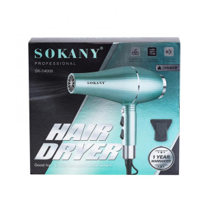 Фен для волосся Sokany SK-14009 з двома концентраторами професійний, зелений. Photo 2
