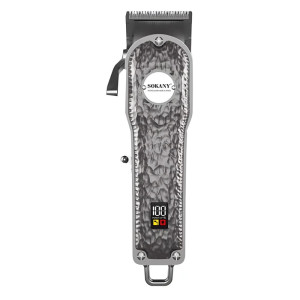 Машинка для стрижки акумуляторна Sokany SK-LF-9976 професійна з LED-дисплеєм, срібло