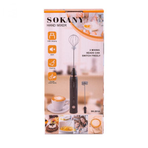 Капучинатор ручний Sokany SK-201A акумуляторний, чорний. Photo 2