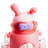 Пляшка для води дитяча Rabbit 700 мл з кришкою на кнопці та ремінцем, рожевий