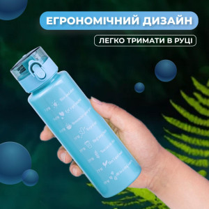 Набір пляшок для води з мотивуючими написами 300/700/2000 мл, синій. Photo 3