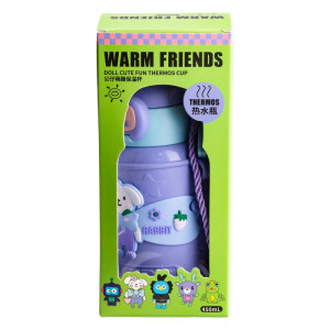 Термос дитячий Warm Friends 450 мл зі знімним силіконовим чохлом та ремінцем, бузковий. Photo 2