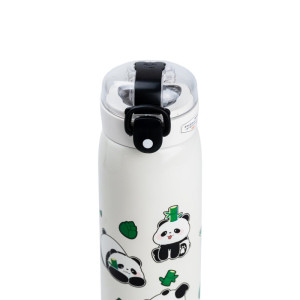 Термос Panda 500 мл з кришкою фліп топ та трубочкою, білий. Photo 3