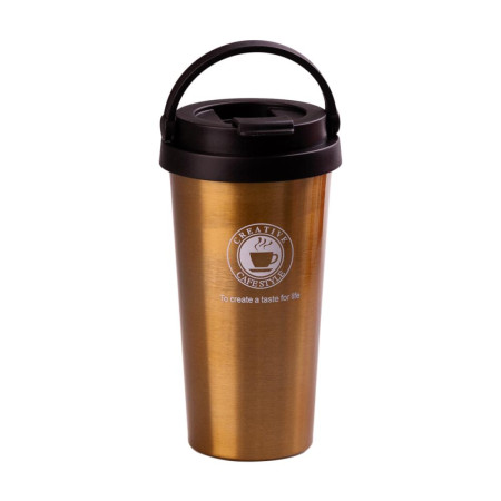 Термочашка Creative Cafe Style 500 мл з ручкою, золотистий