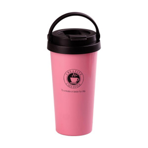 Термочашка Creative Cafe Style 500 мл з ручкою, рожевий