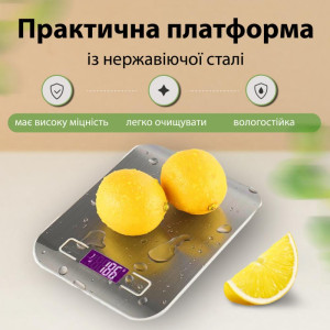 Ваги кухонні електронні SF-2012 до 5 кг з плоскою платформою на батарейках, срібло. Photo 2