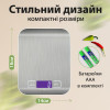 Ваги кухонні електронні SF-2012 до 5 кг з плоскою платформою на батарейках, срібло