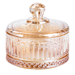 Цукерниця Lirmartur зі скляною кришкою ребриста, tea color. Photo 2