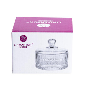 Цукерниця Lirmartur зі скляною кришкою ребриста, tea color. Photo 3