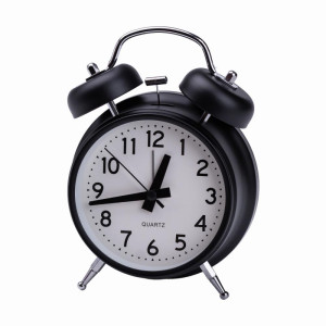 Настільний годинник з будильником Clock на батарейках, чорний. Photo 3