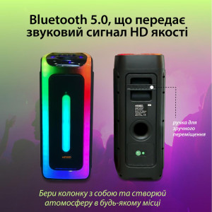 Акустика для вечірок KIMISO QS-4228 з мікрофоном та пультом ДК BT/TF/USB/AUX 3000 Вт, чорний. Photo 2