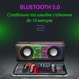 Портативна колонка V8 BT/TF/USB/TWS 10 Вт, чорний. Photo 3