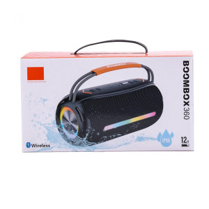 Портативна колонка BOOMSBOX 360 BT/TF/USB/AUX з підсвічуванням 20 Вт, чорна. Photo 2