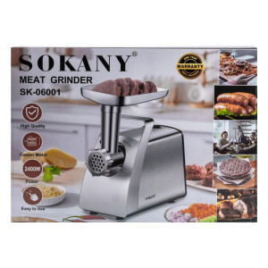 М'ясорубка електрична SOKANY SK-06001 з насадками, сталь. Photo 2