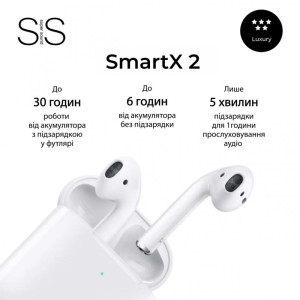 Бездротові Bluetooth-навушники SmartX 2 Luxury вкладиші, білі. Photo 3