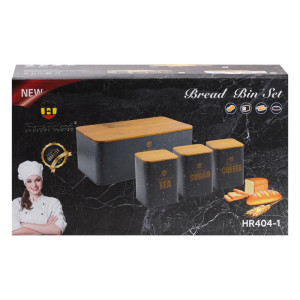 Набір для зберігання продуктів Haus Roland 4 штуки з нержавіючої сталі, сірий. Photo 2