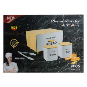 Набір для зберігання продуктів Haus Roland 4 штуки з бамбука, білий. Photo 2