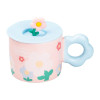 Чашка керамічна Flowers 300 мл з кришкою, рожевий