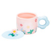 Чашка керамічна Flowers 300 мл з кришкою, рожевий