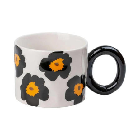 Чашка керамічна Flowers 400 мл, чорний