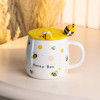Чашка керамічна Bee 450 мл з кришкою та ложкою, honey bee