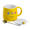Чашка керамічна Bee 450 мл з кришкою та ложкою, beautiful life