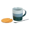 Чашка керамічна у скандинавському стилі 350 мл з кришкою та ложкою, зелений