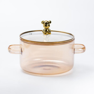 Каструля скляна жаростійка 1,8 л для електричної та газової плити, tea color. Photo 2
