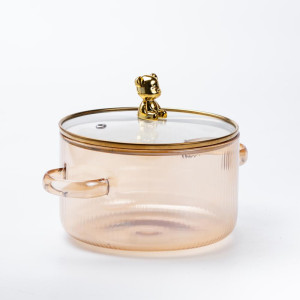 Каструля скляна жаростійка 1,8 л для електричної та газової плити, tea color. Photo 3