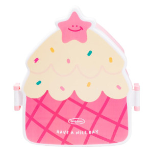 Ланч-бокс дитячий зі столовими приборами Cake 20*18*8 см, рожевий