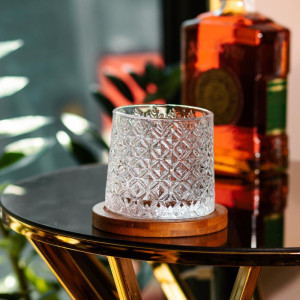 Склянка-дзига для віскі 300 мл з бамбуковою підставкою, ice flower. Photo 2