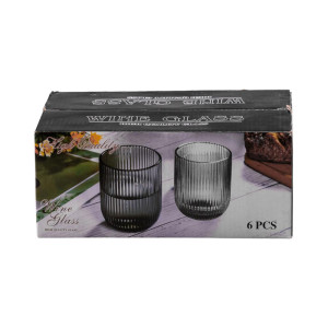 Набір склянок фігурних прозорих ребристих із товстого скла 6 штук, tea color. Photo 2