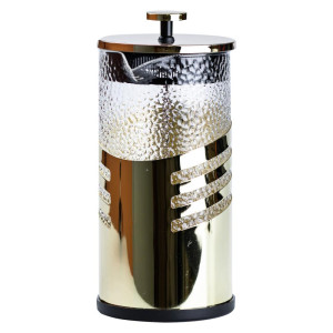 Френч-прес чайник скляний Haus Roland 1 літр з фільтром фактурний, золото. Photo 2