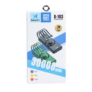 Повербанк 30000 mAh з бездротовою зарядкою USB-C/USB-A 4 шнури в комплекті, чорний. Photo 2