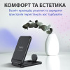 Бездротова зарядка 3 в 1 для смартфона/годинника/навушників 15 Вт, чорна