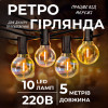 Ретро-гірлянда вулична 10 LED довжина 5 метрів, жовтий