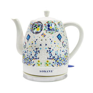 Електрочайник керамічний SOKANY SK-09008 дисковий 1,5л, мозаїка