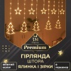 Гірлянда-штора Зірки та ялинки розмір 3*0,9 м 10 фігур, жовтий