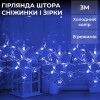 Гірлянда-штора Зірки та сніжинки розмір 3*0,9 м 10 фігур, синій