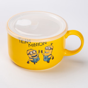 Миска для локшини керамічна 900 мл Team Minion з герметичною кришкою