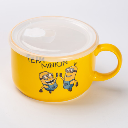 Миска для локшини керамічна 900 мл Team Minion з герметичною кришкою