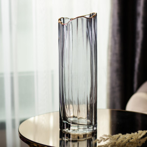 Ваза декоративна Glass Flower скляна 29.5 см, сірий. Photo 2