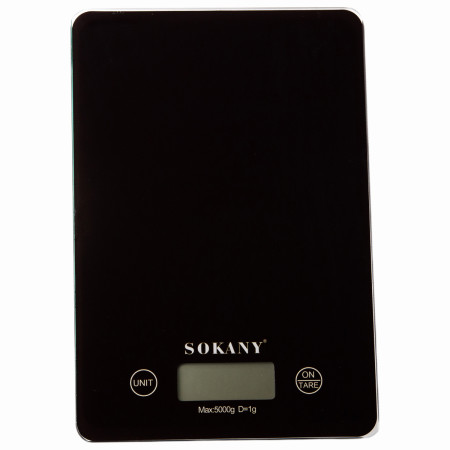 Ваги кухонні електронні SOKANY SK-19027 до 5 кг з плоскою платформою, чорний