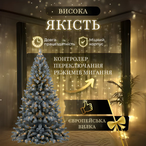 Гірлянда-штора світлодіодна 160 LED розмір 1,5*1,5 м, жовтий. Photo 2