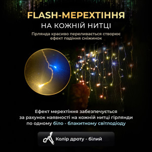 Гірлянда Бахрома вулична 200 LED 12 метрів від мережі, мультиколор. Photo 2