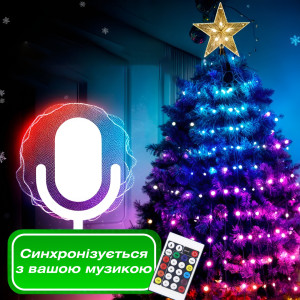 Розумна гірлянда Smart 200 LED довжина 2 м з керуванням зі смартфона прозора, мультиколор. Photo 3